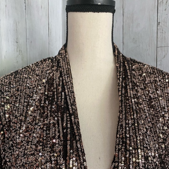 New Anthropologie Rose Gold Sequins Kimono - Picture 7 of 16